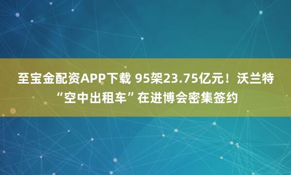 至宝金配资APP下载 95架23.75亿元！沃兰特“空中出租车”在进博会密集签约