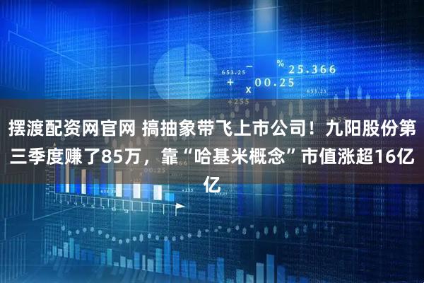 摆渡配资网官网 搞抽象带飞上市公司！九阳股份第三季度赚了85万，靠“哈基米概念”市值涨超16亿
