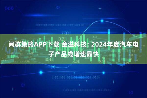 间群策略APP下载 金溢科技: 2024年度汽车电子产品线增速最快