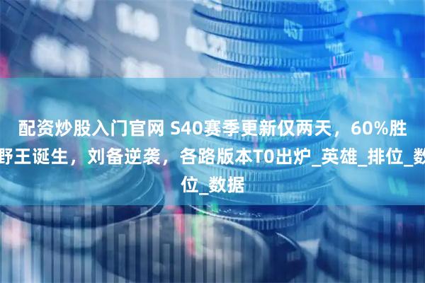 配资炒股入门官网 S40赛季更新仅两天，60%胜率野王诞生，刘备逆袭，各路版本T0出炉_英雄_排位_数据