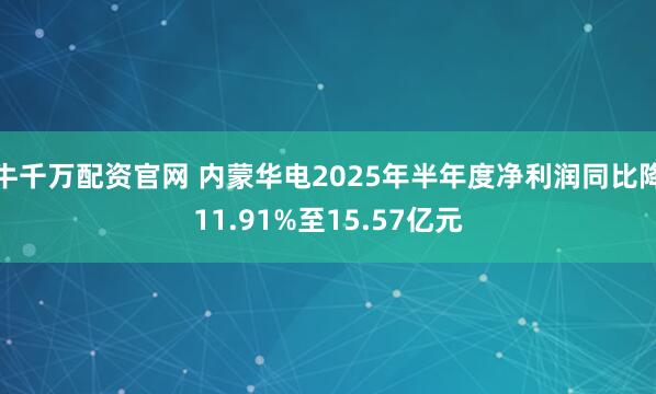牛千万配资官网 内蒙华电2025年半年度净利润同比降11.91%至15.57亿元